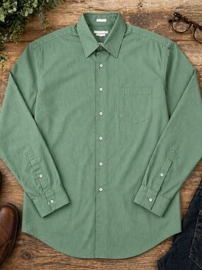 Van Heusen Green Fitted Dress Shirt 16 34/35